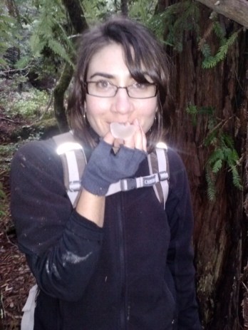 Sarah with a jelly tongue held in front of her mouth like a tongue!